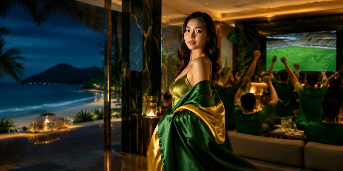 Cảnh biển Con Đảo với casino và cá cược ánh sáng đêm