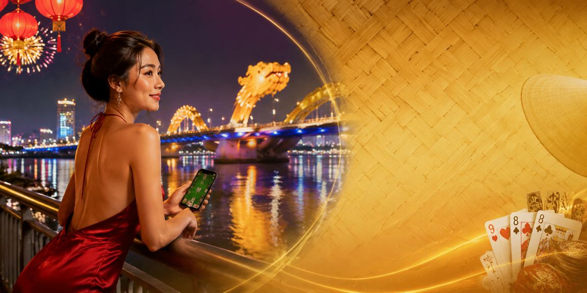 Người chơi tại Đà Nẵng tham gia trò chơi bài với chiếc nón lá truyền thống Việt Nam